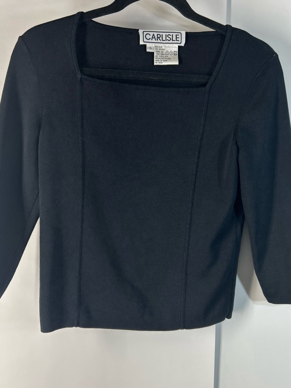 Carlisle Black Square Neck Long Sleeve Knit Top